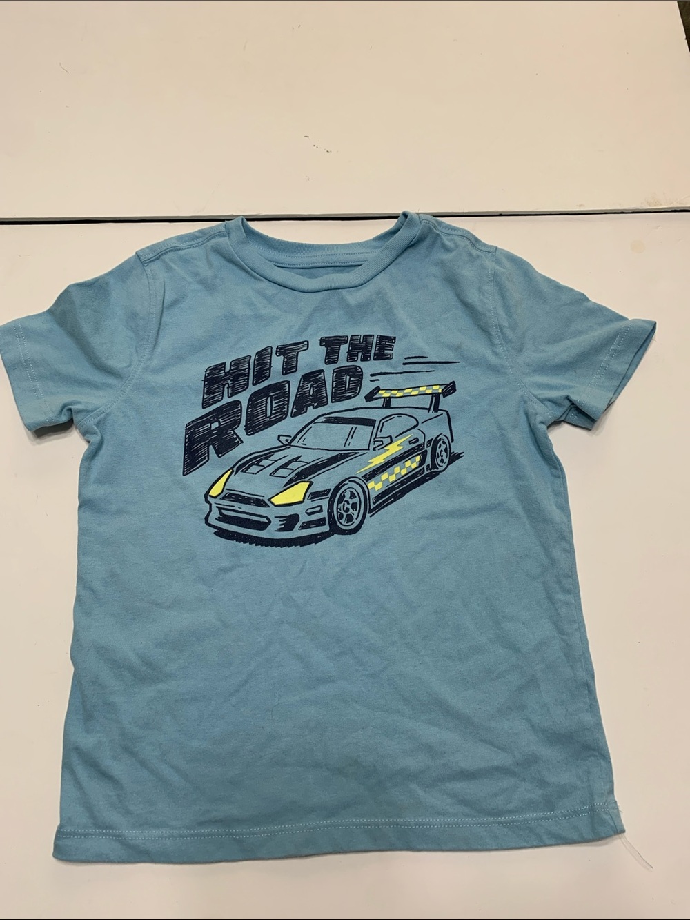 Blue 'Hit The Road' Short Sleeve Kids Tee